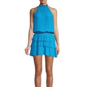 Ramy Brook Perla Tiered Dress, L, Pool Blue